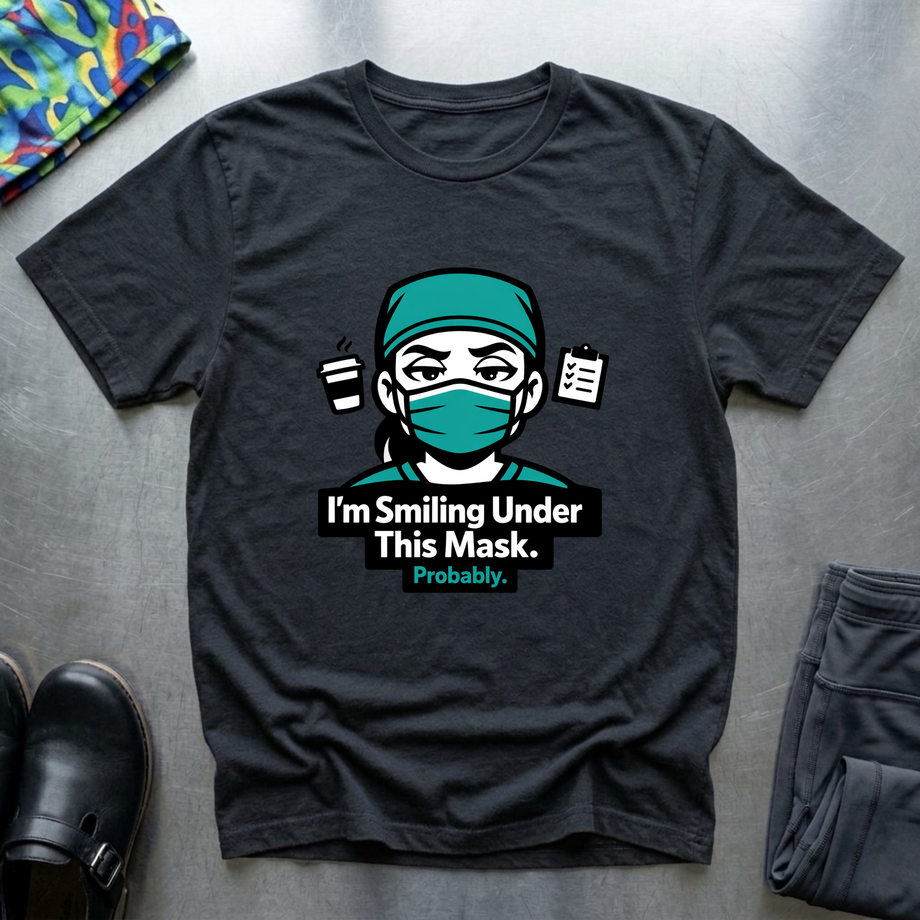 I’m smiling under this mask (probably) T-Shirt