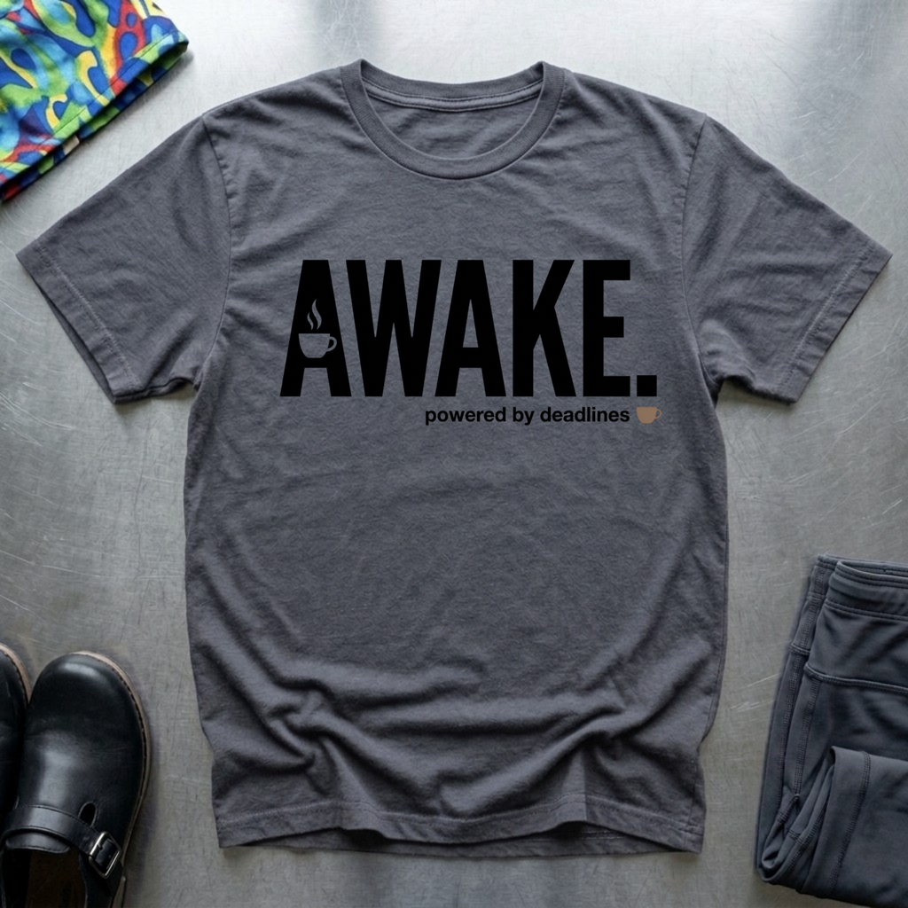 Awake, Powered By Deadlines T-Shirt