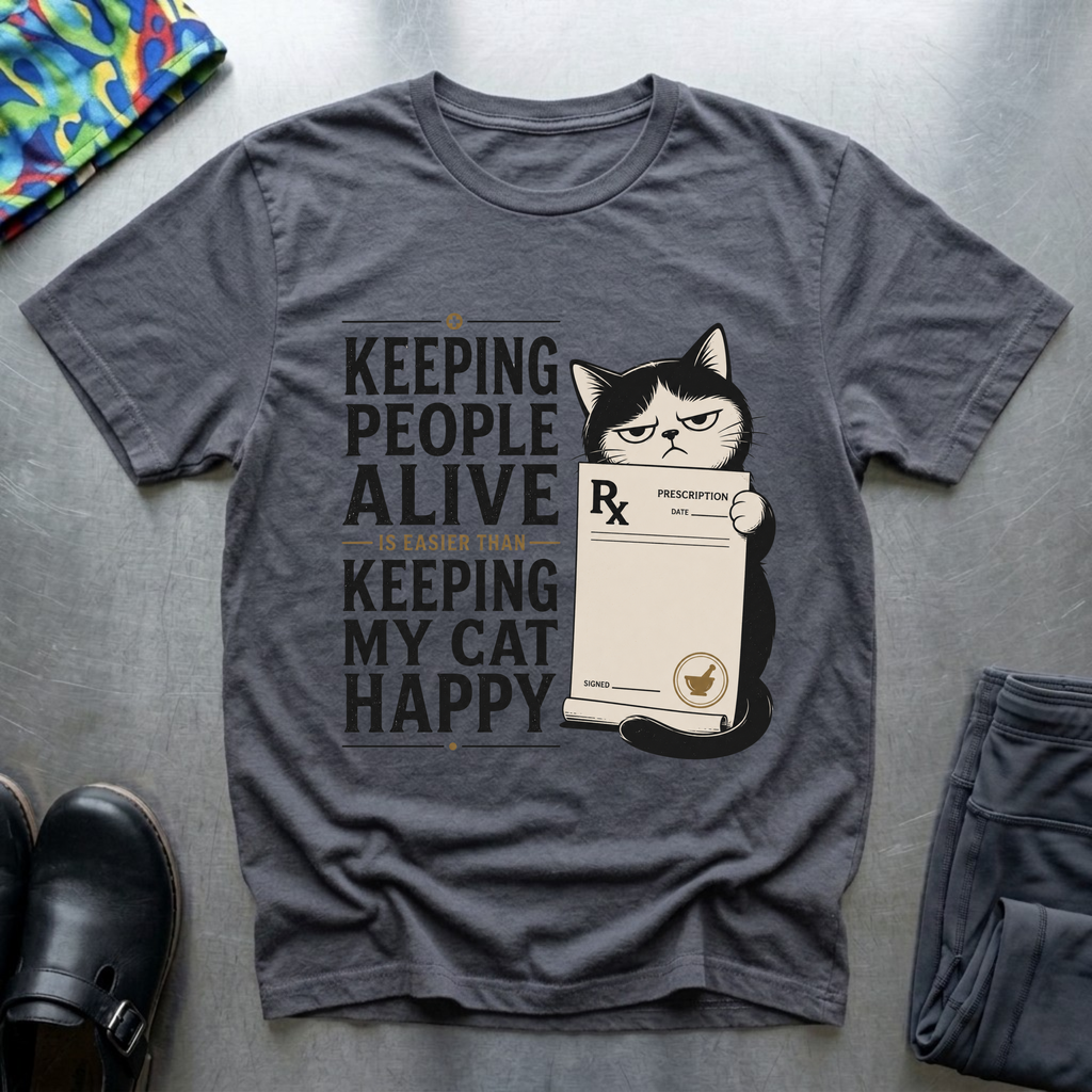 Keeping People Alive is Easier Than Keeping My Cat Happy T-Shirt