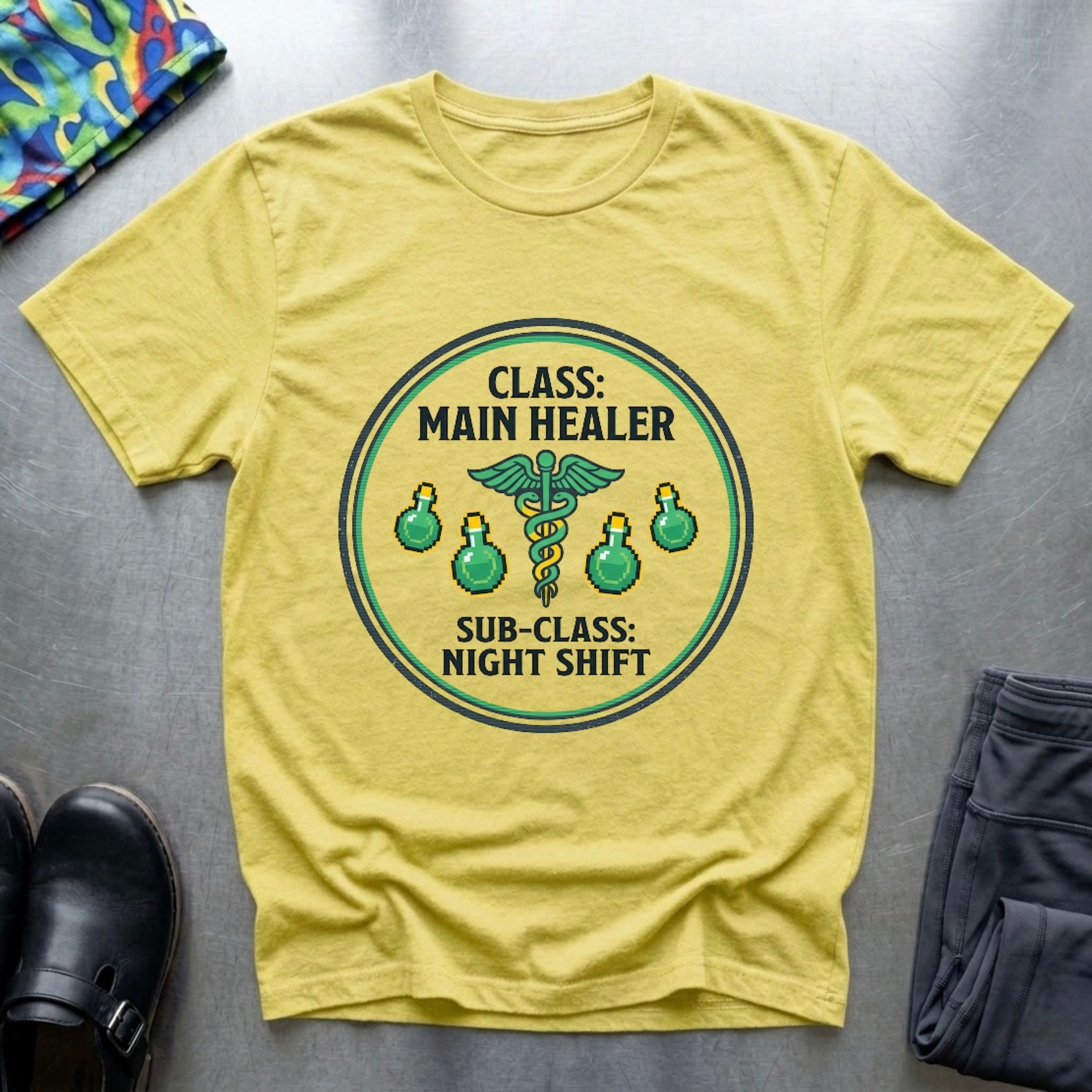 Class: main healer. Subclass: night shift T-Shirt