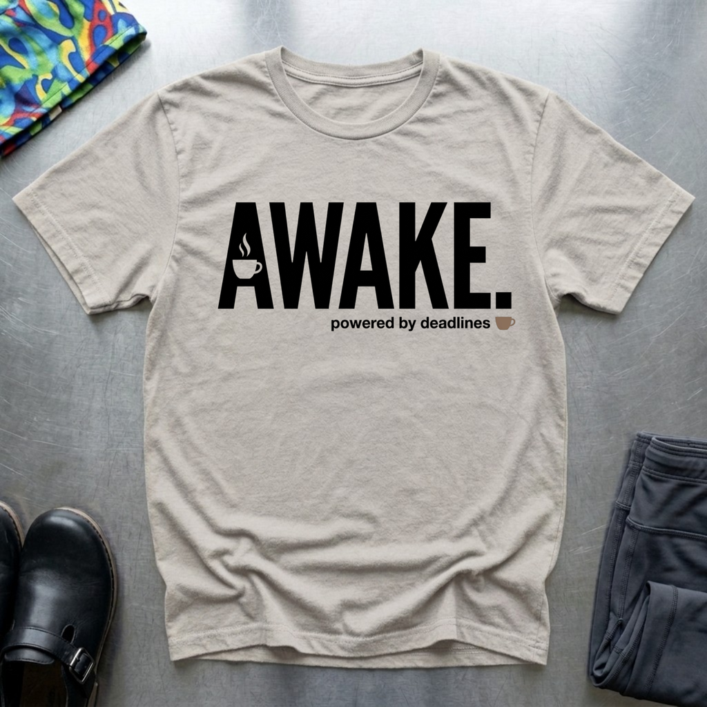 Awake, Powered By Deadlines T-Shirt