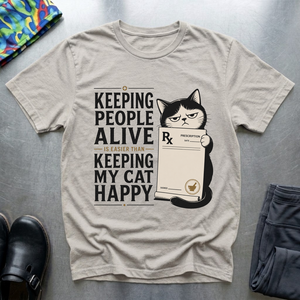 Keeping People Alive is Easier Than Keeping My Cat Happy T-Shirt