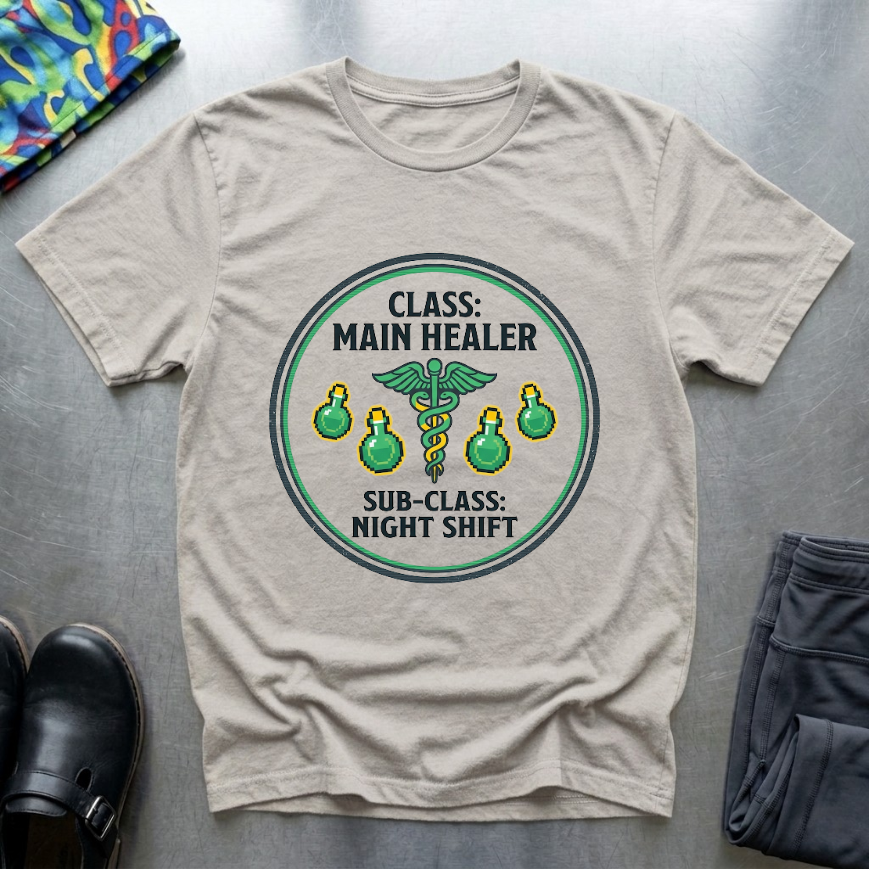 Class: main healer. Subclass: night shift T-Shirt