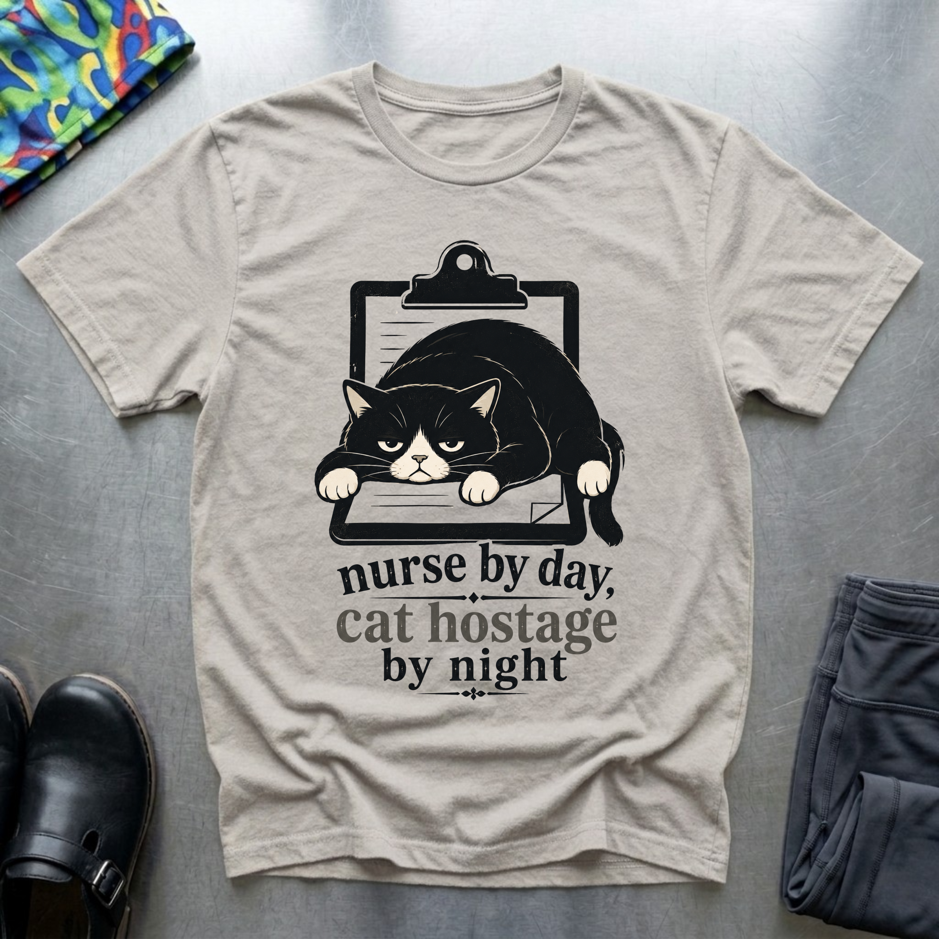 Nurse By Day, Cat Hostage By Night T-Shirt