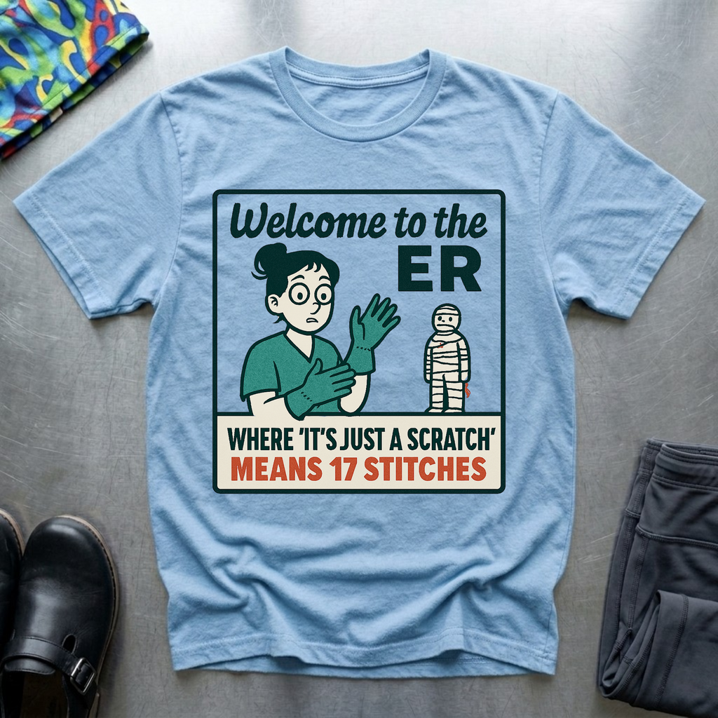 Welcome to ER, where is just a scratch means 17 stitches T-Shirt