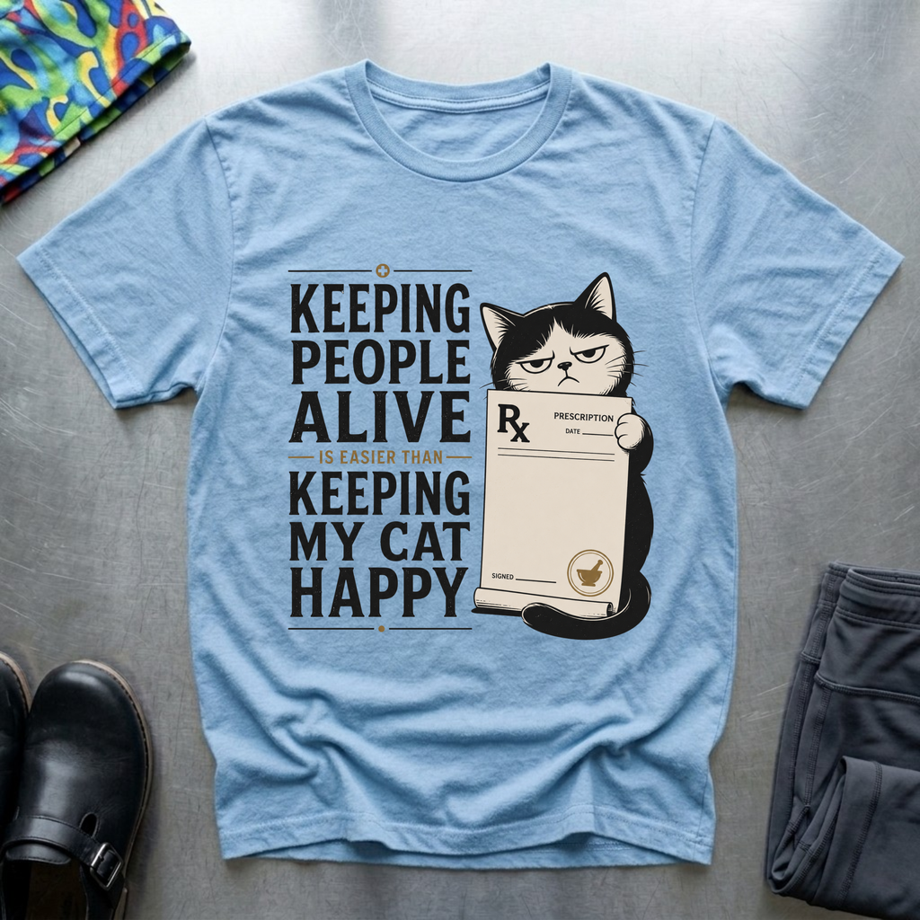 Keeping People Alive is Easier Than Keeping My Cat Happy T-Shirt