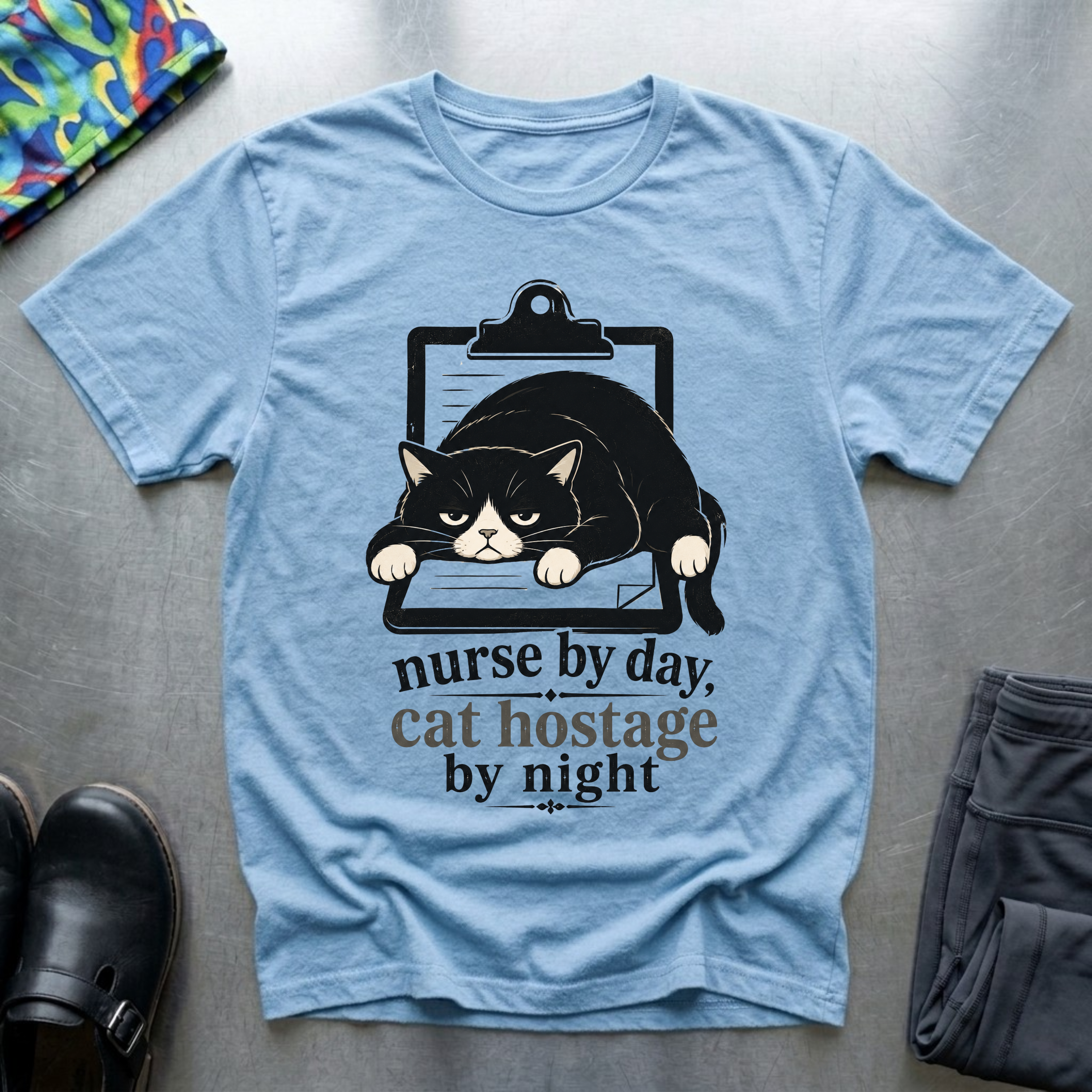 Nurse By Day, Cat Hostage By Night T-Shirt