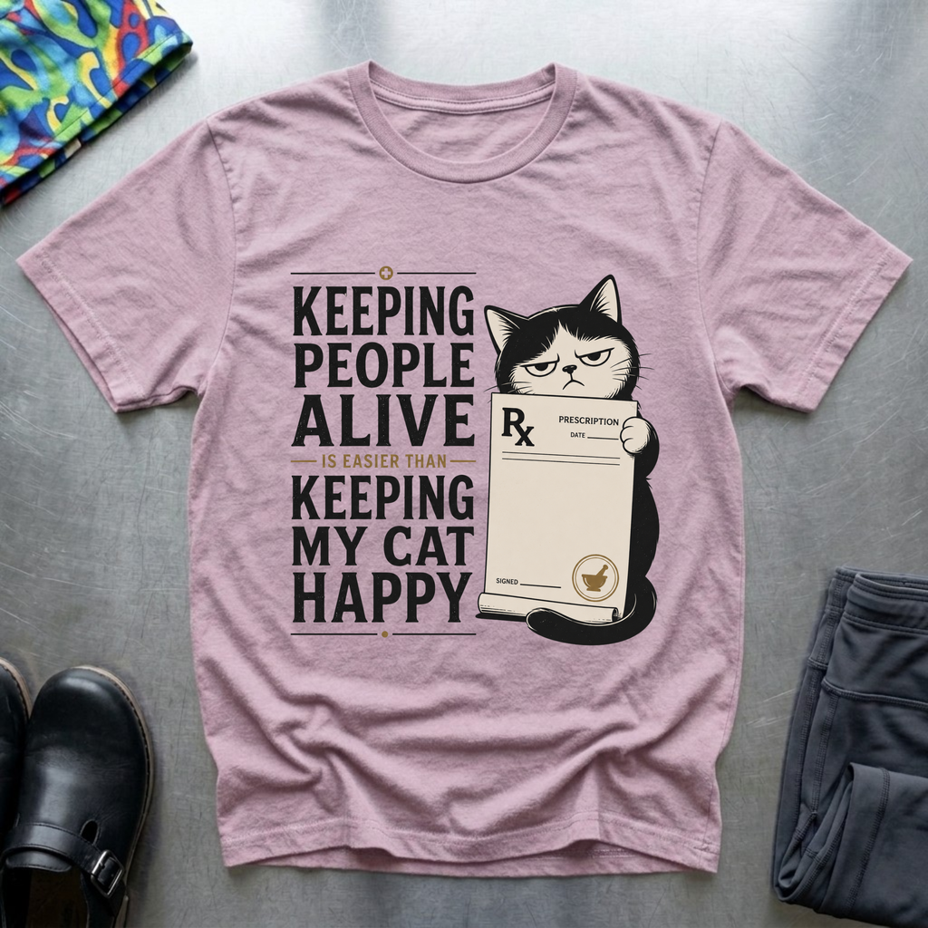 Keeping People Alive is Easier Than Keeping My Cat Happy T-Shirt