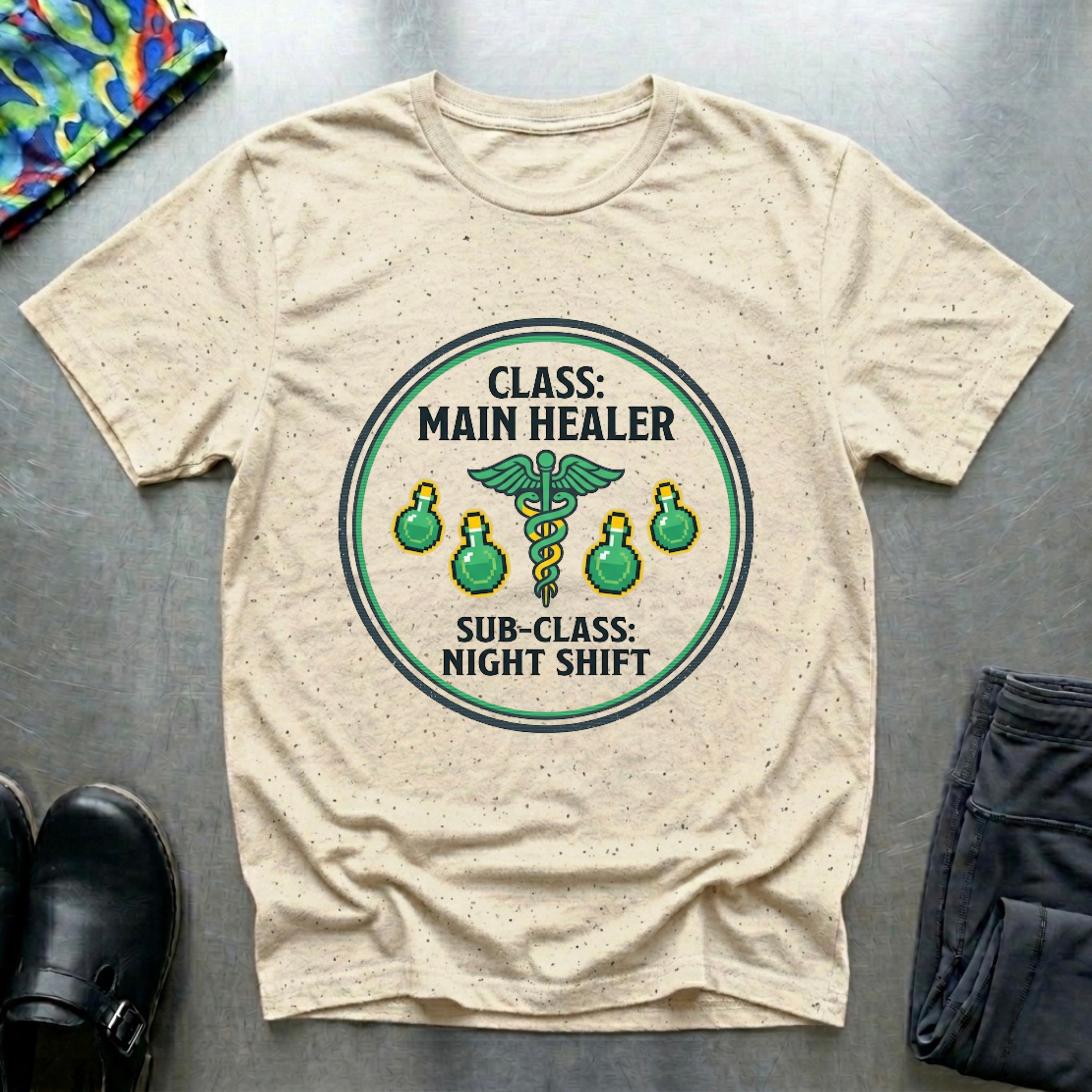 Class: main healer. Subclass: night shift T-Shirt