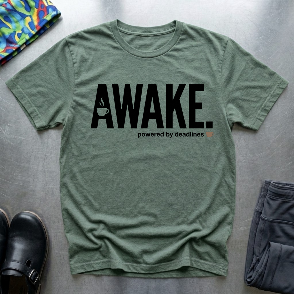 Awake, Powered By Deadlines T-Shirt