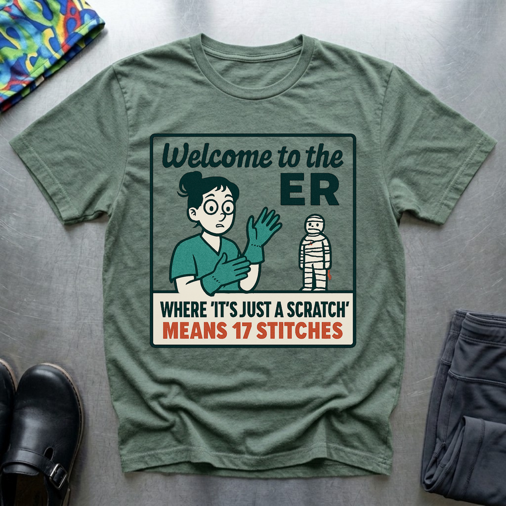 Welcome to ER, where is just a scratch means 17 stitches T-Shirt