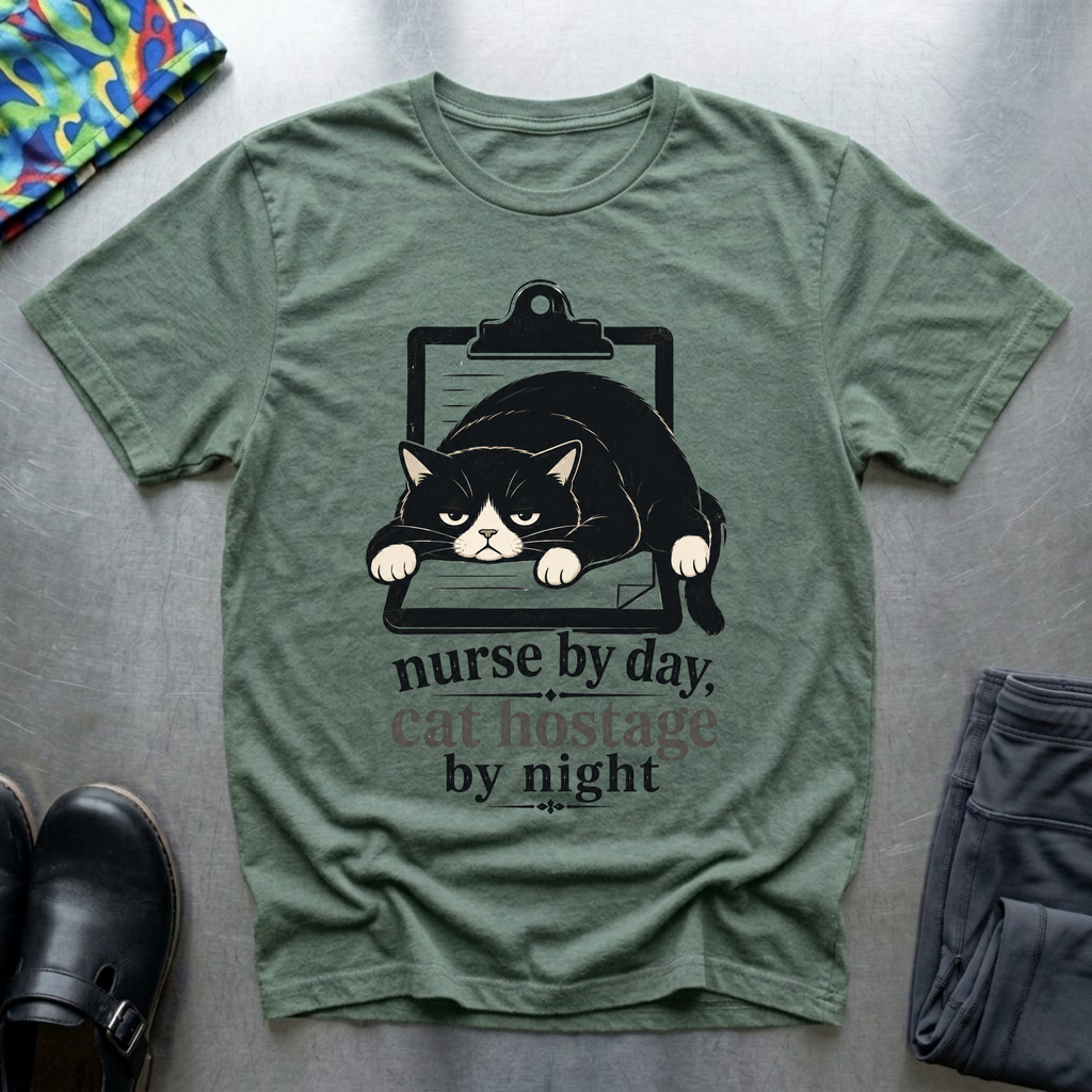 Nurse By Day, Cat Hostage By Night T-Shirt