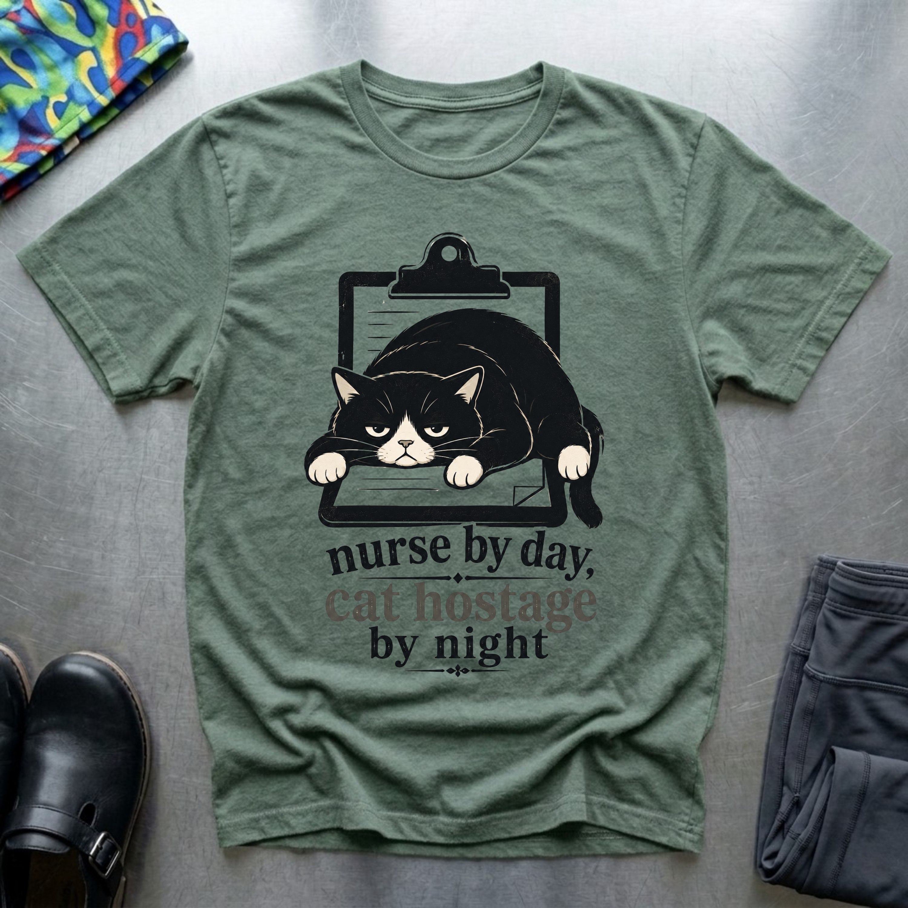 Nurse By Day, Cat Hostage By Night T-Shirt