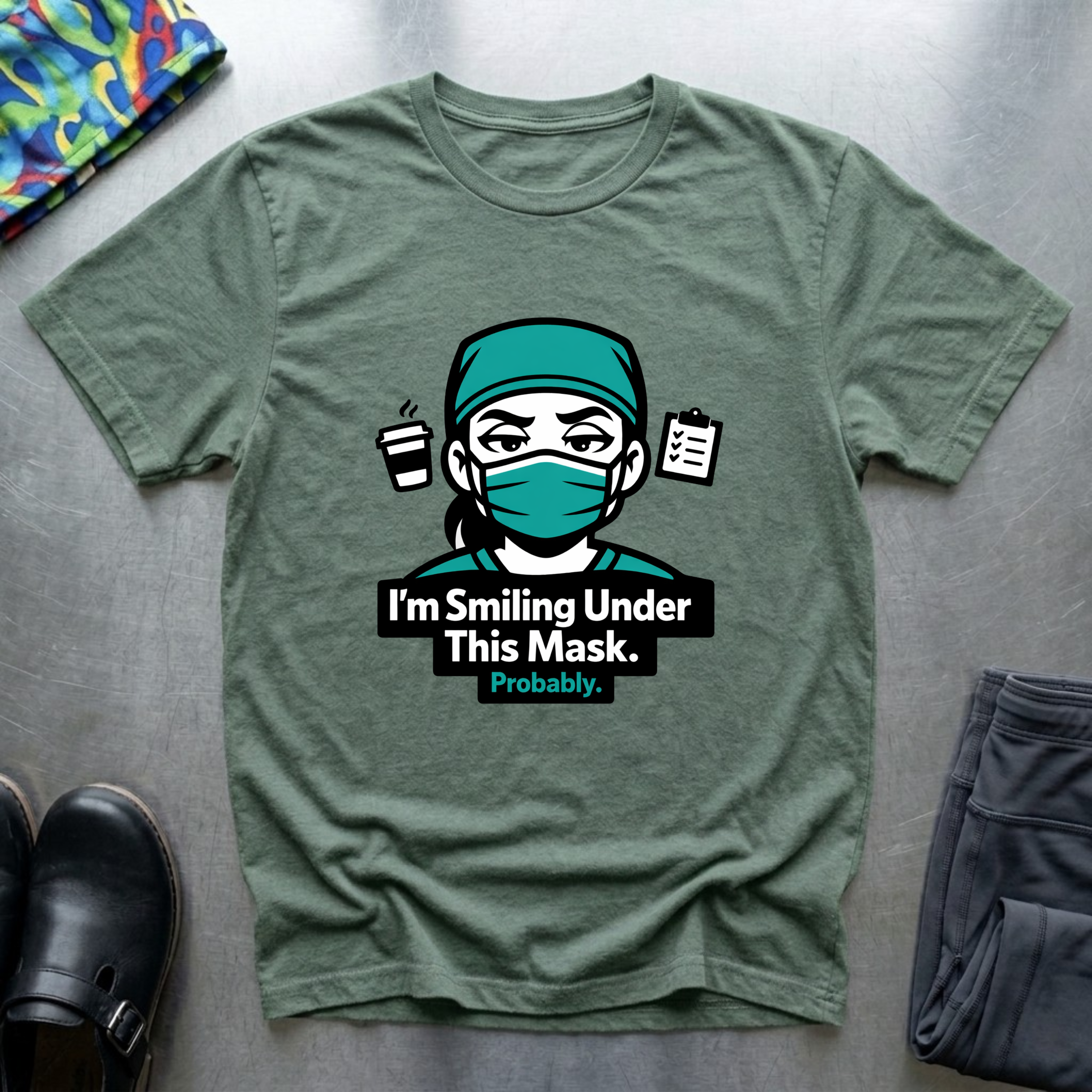 I’m smiling under this mask (probably) T-Shirt