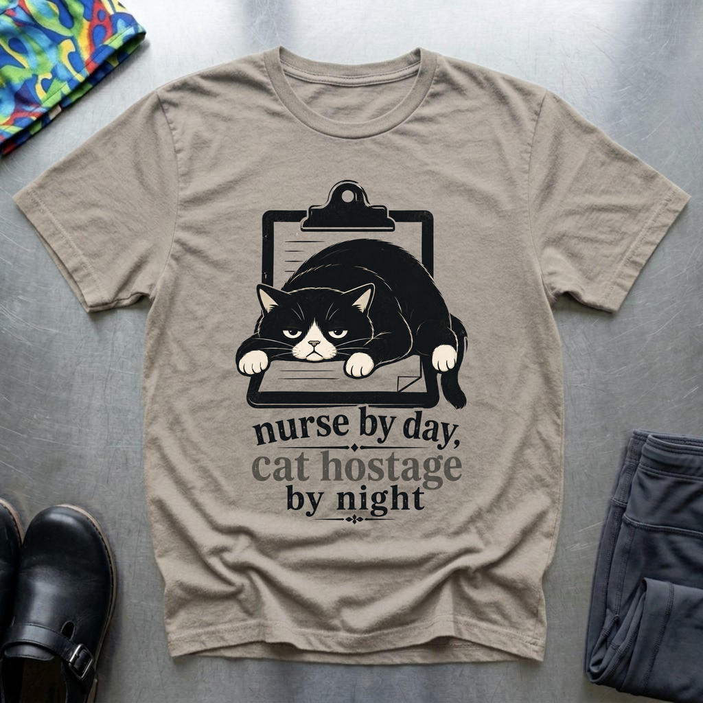 Nurse By Day, Cat Hostage By Night T-Shirt