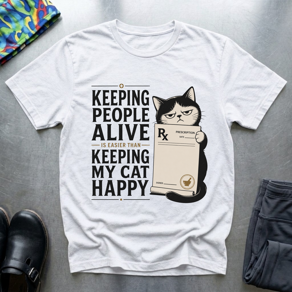 Keeping People Alive is Easier Than Keeping My Cat Happy T-Shirt