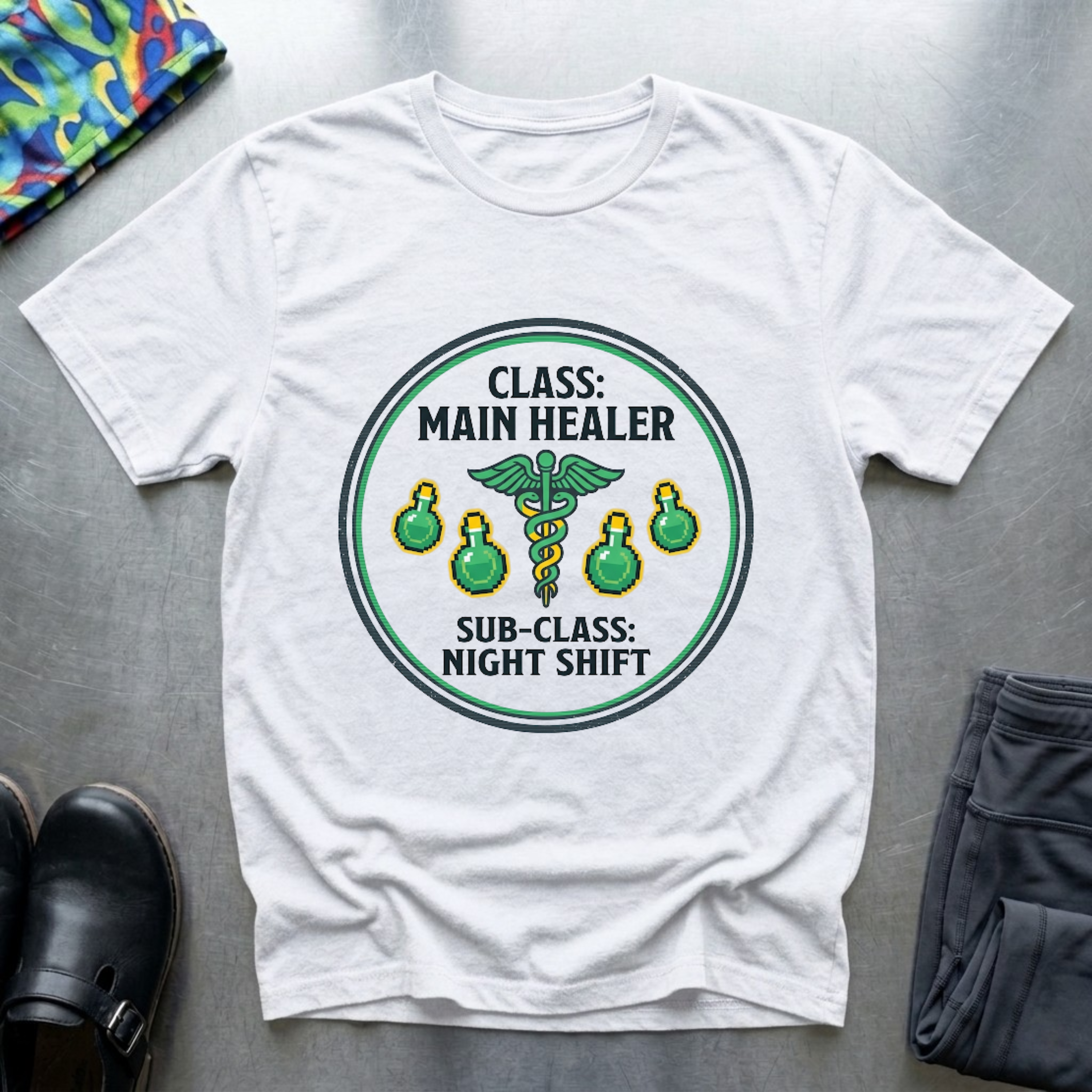 Class: main healer. Subclass: night shift T-Shirt