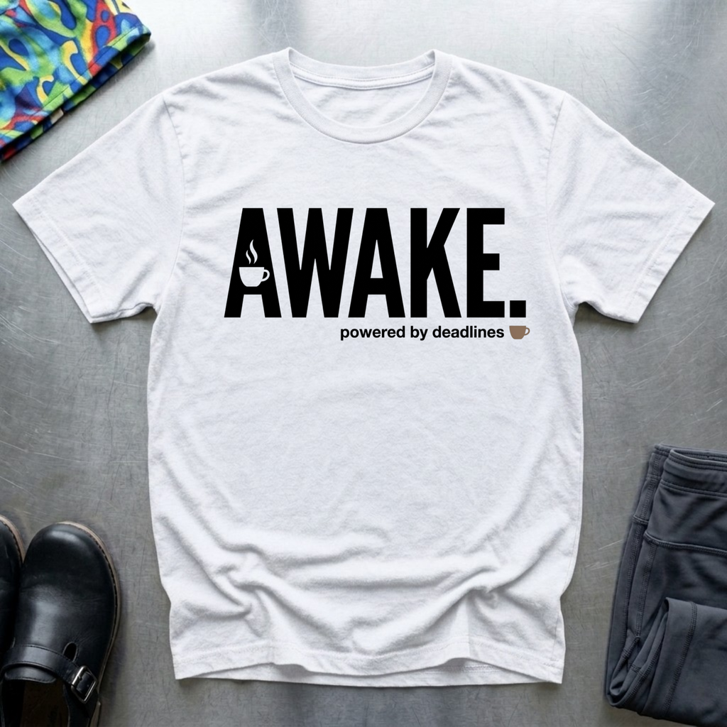 Awake, Powered By Deadlines T-Shirt