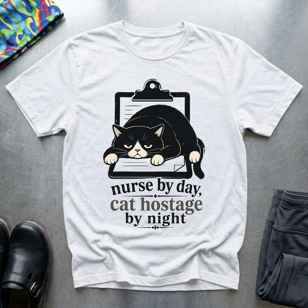 Nurse By Day, Cat Hostage By Night T-Shirt