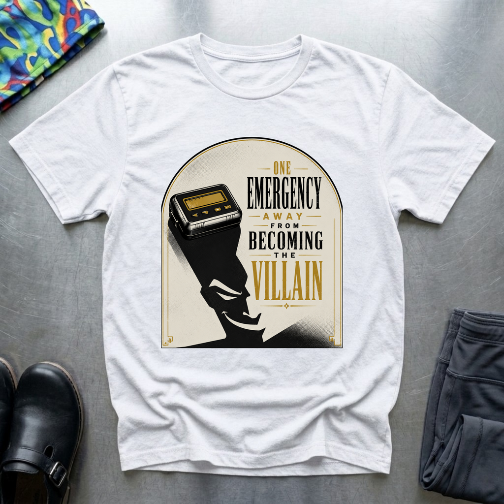 One Emergency Away From Becoming The Villain 2 T-Shirt