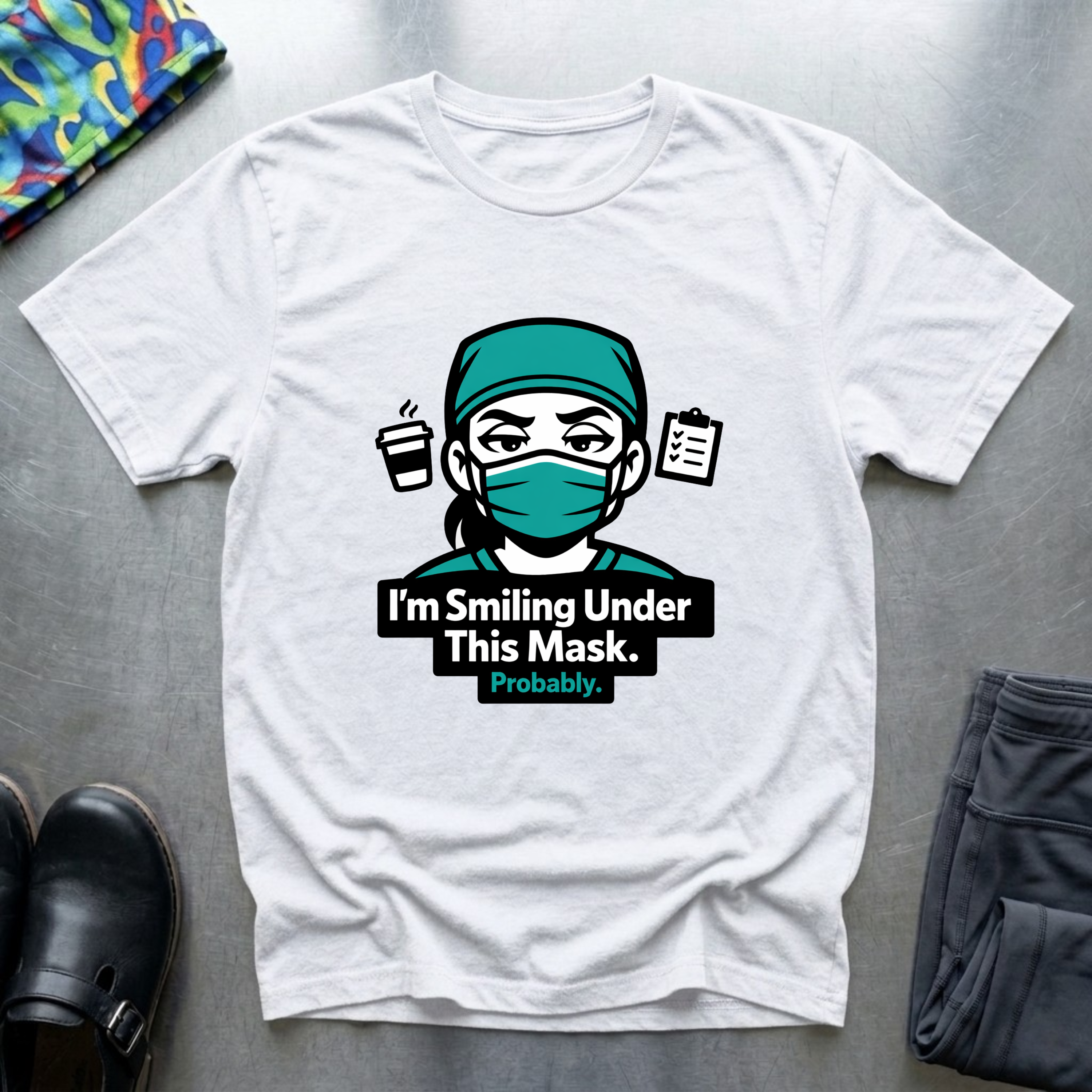 I’m smiling under this mask (probably) T-Shirt