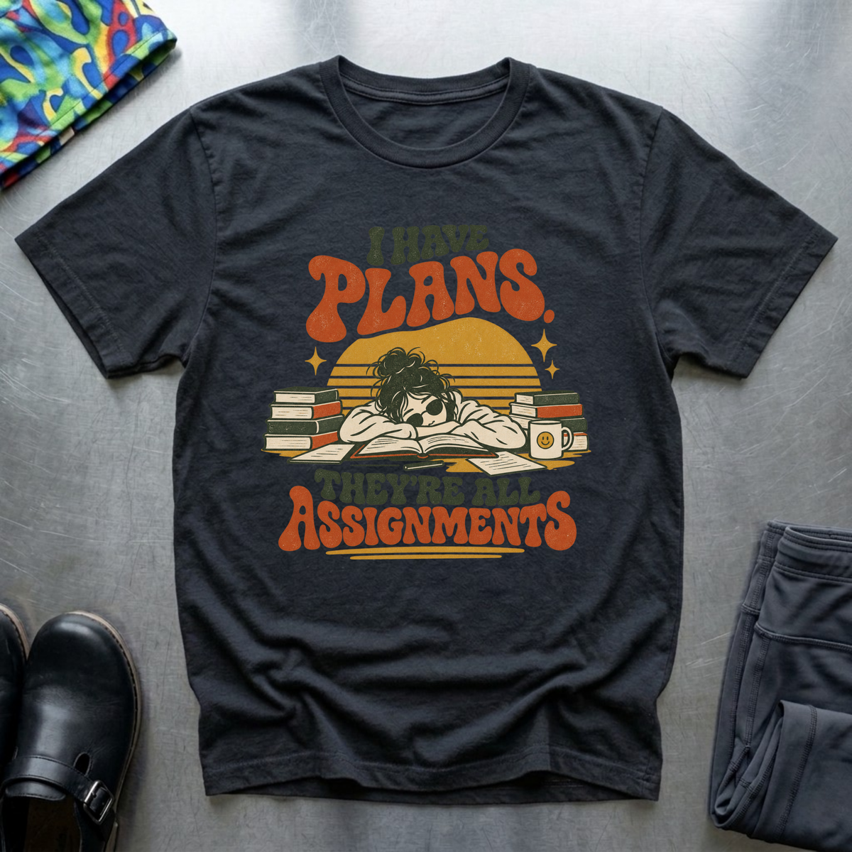 I Have Plans, They’re All Assignments T-Shirt — Black