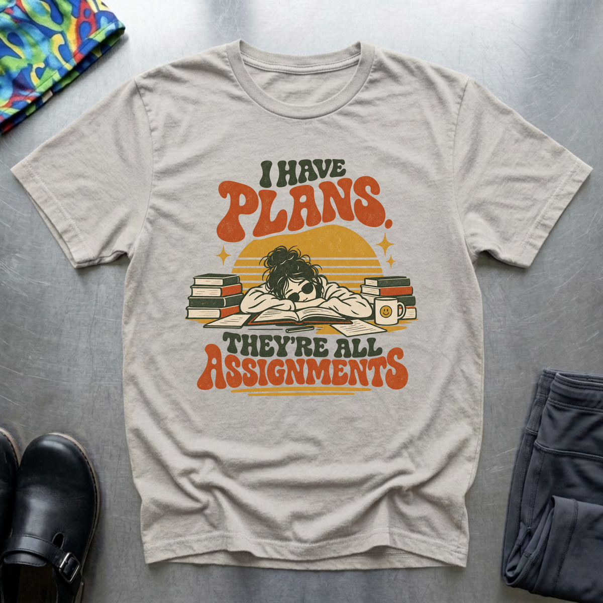 I Have Plans, They’re All Assignments T-Shirt — Ice Grey