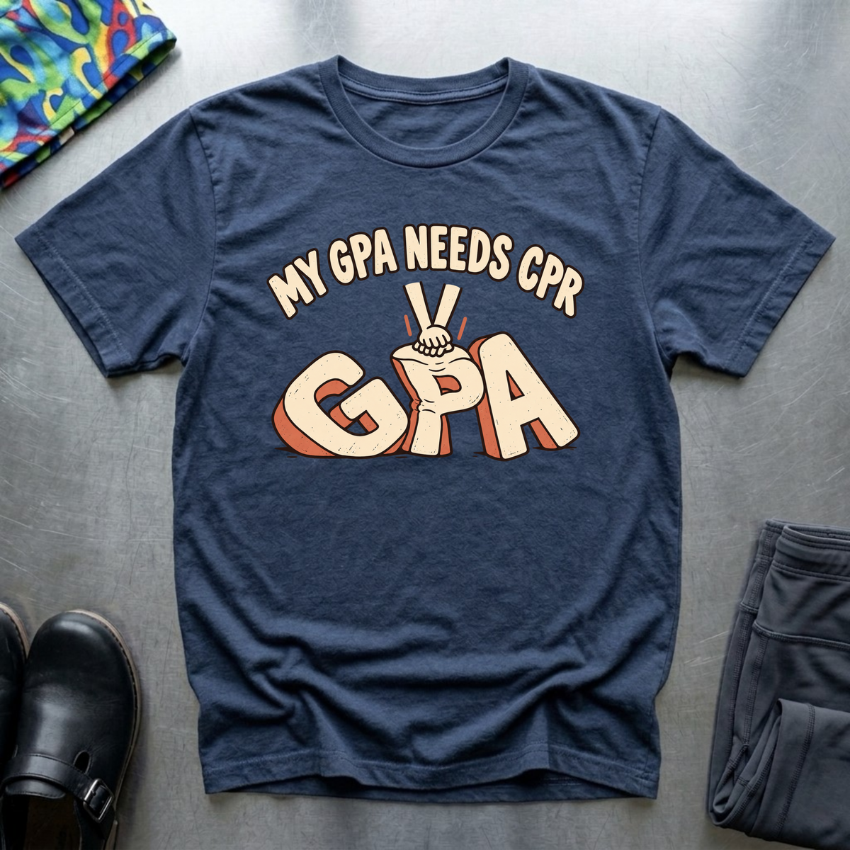 My GPA Needs CPR T-Shirt — Navy