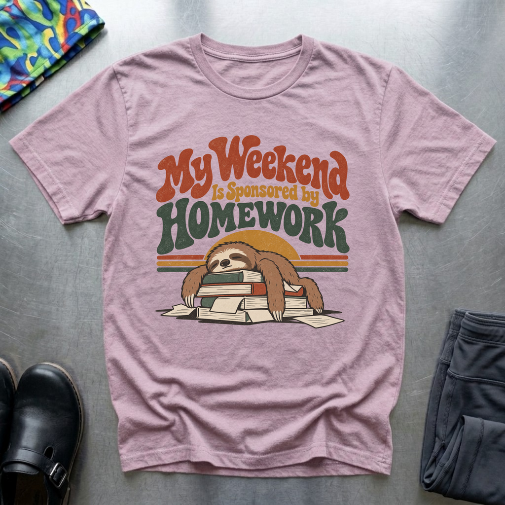 My Weekend is Sponsored By Homework T-Shirt — Light Pink