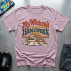 My Weekend is Sponsored By Homework T-Shirt — Light Pink