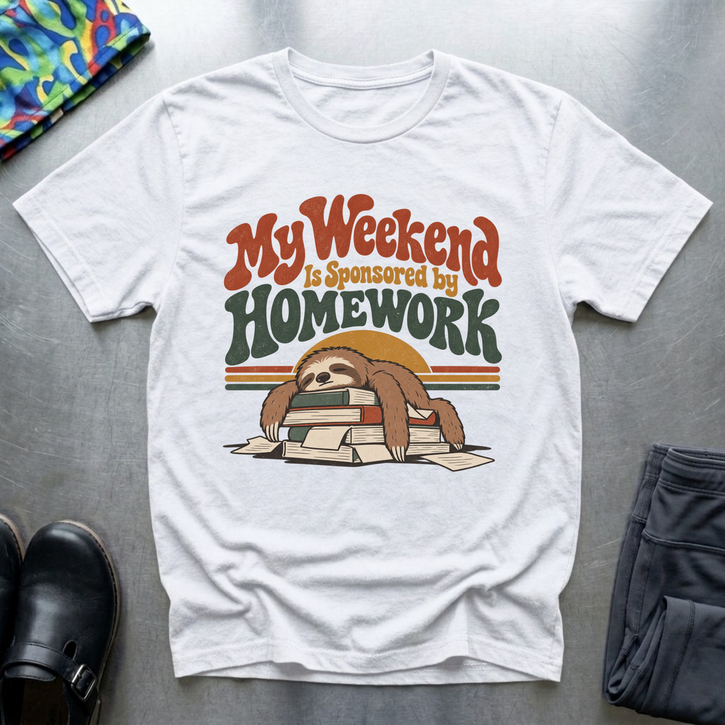 My Weekend is Sponsored By Homework T-Shirt — White